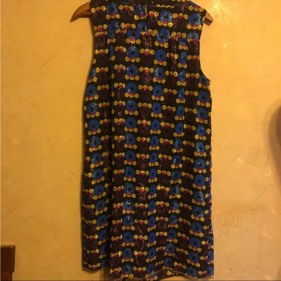 Anna Sui M Lurex Shift Dress Circles Sleeveless Holiday - Picture 4 of 10